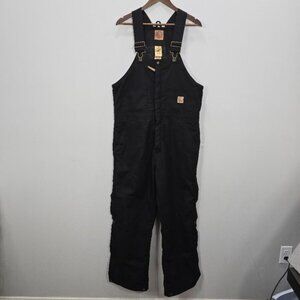 Berne Insulated Overalls Medium Short 40-42  Black‎ Bib Canvas Workwear